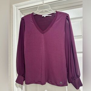 CK V-Neck Women's Blouse in Deep Purple